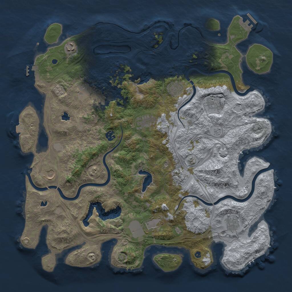 Rust Map: Procedural Map, Size: 4500, Seed: 427920787, 17 Monuments