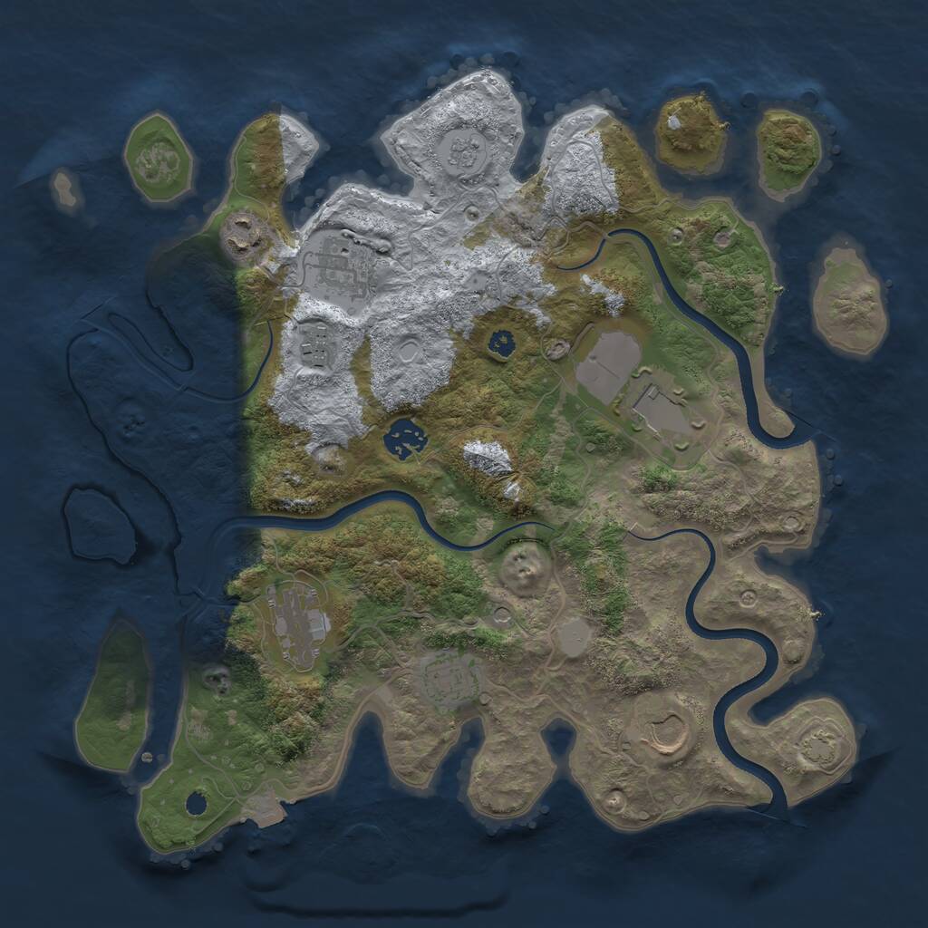Rust Map: Procedural Map, Size: 3500, Seed: 5554883, 12 Monuments