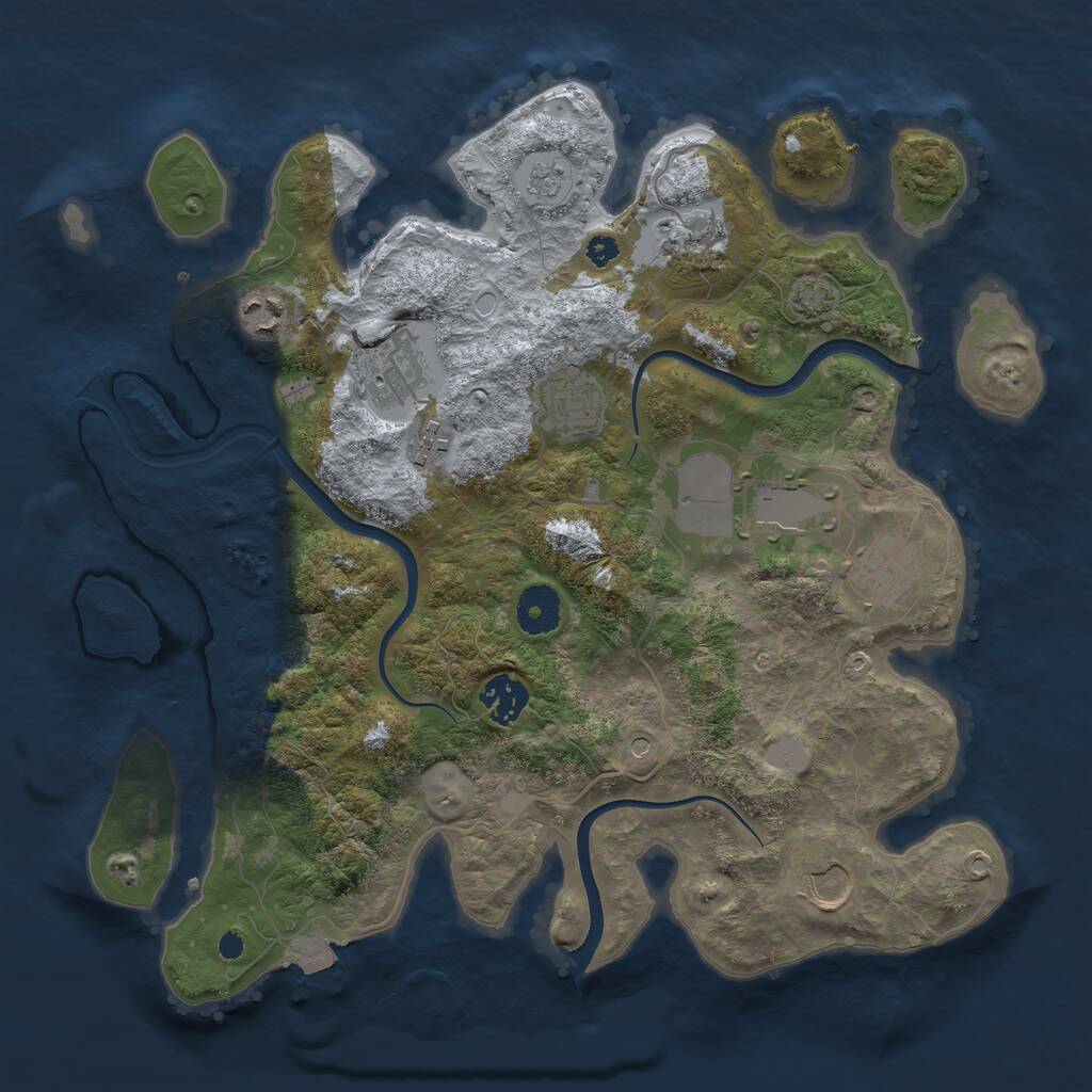 Rust Map: Procedural Map, Size: 3500, Seed: 5554883, 13 Monuments