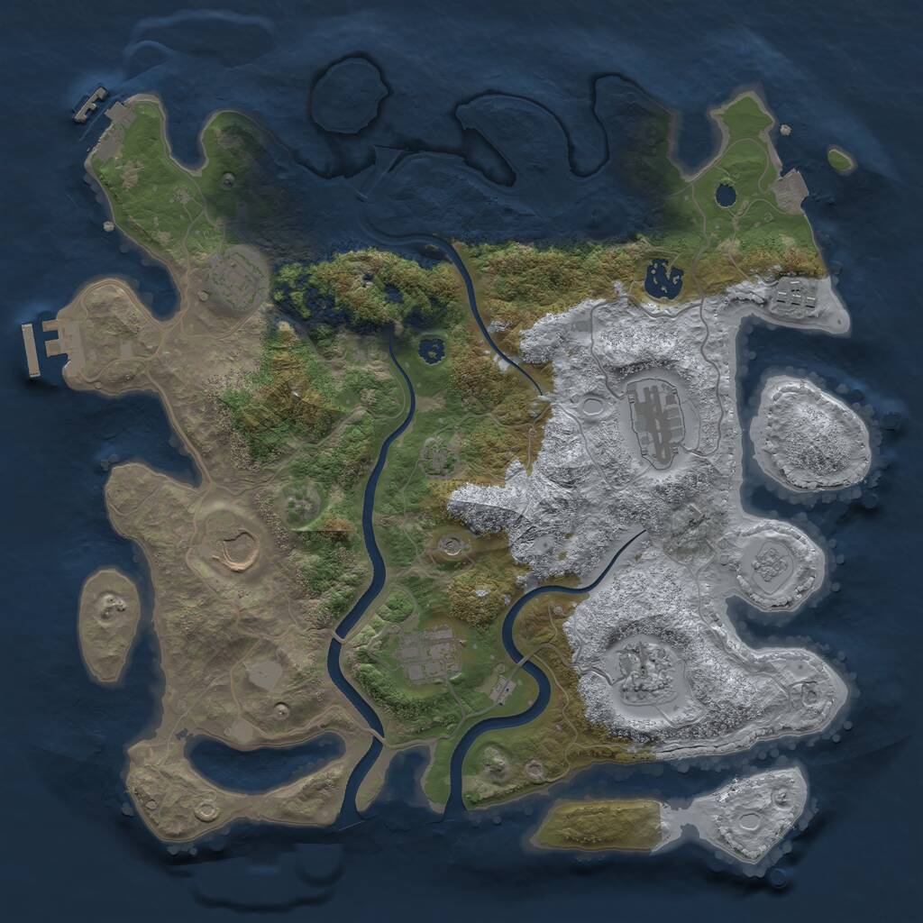 Rust Map: Procedural Map, Size: 3500, Seed: 6820, 13 Monuments