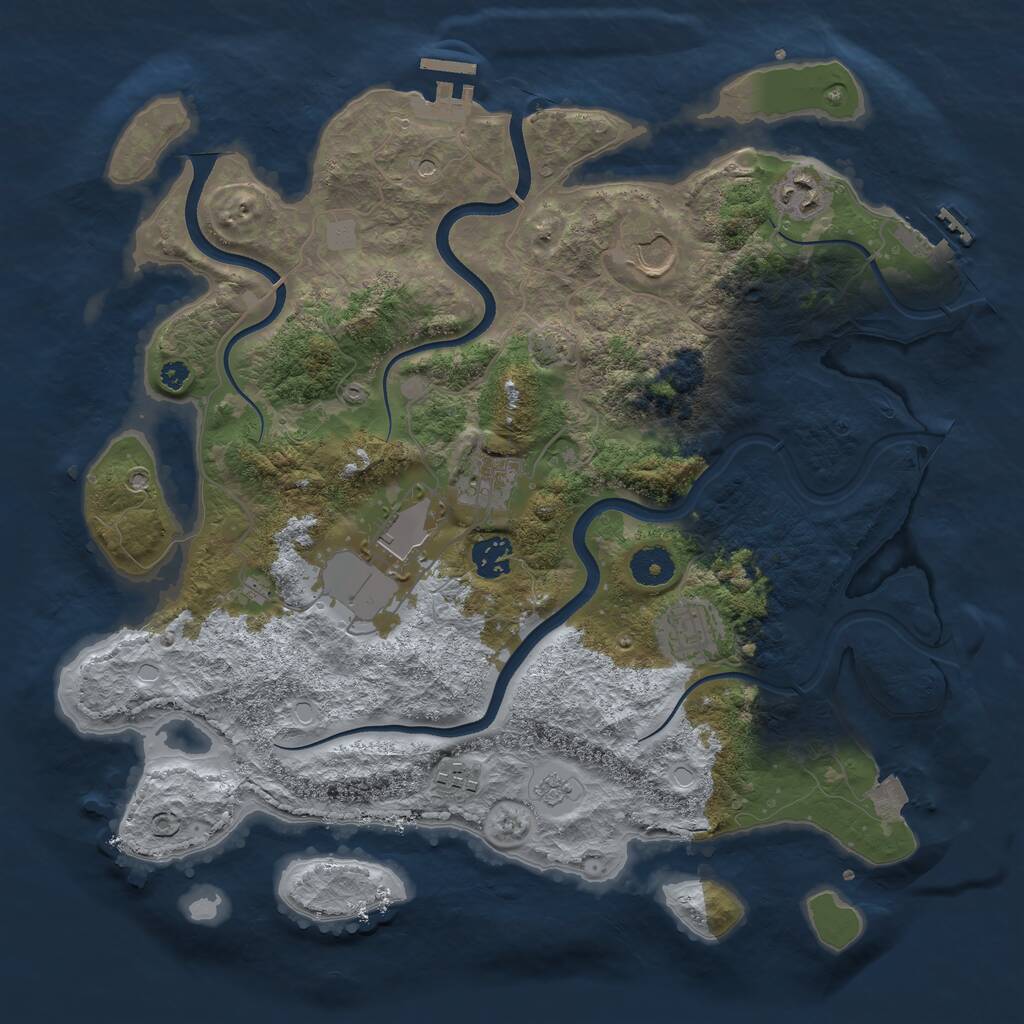 Rust Map: Procedural Map, Size: 3700, Seed: 748512, 13 Monuments