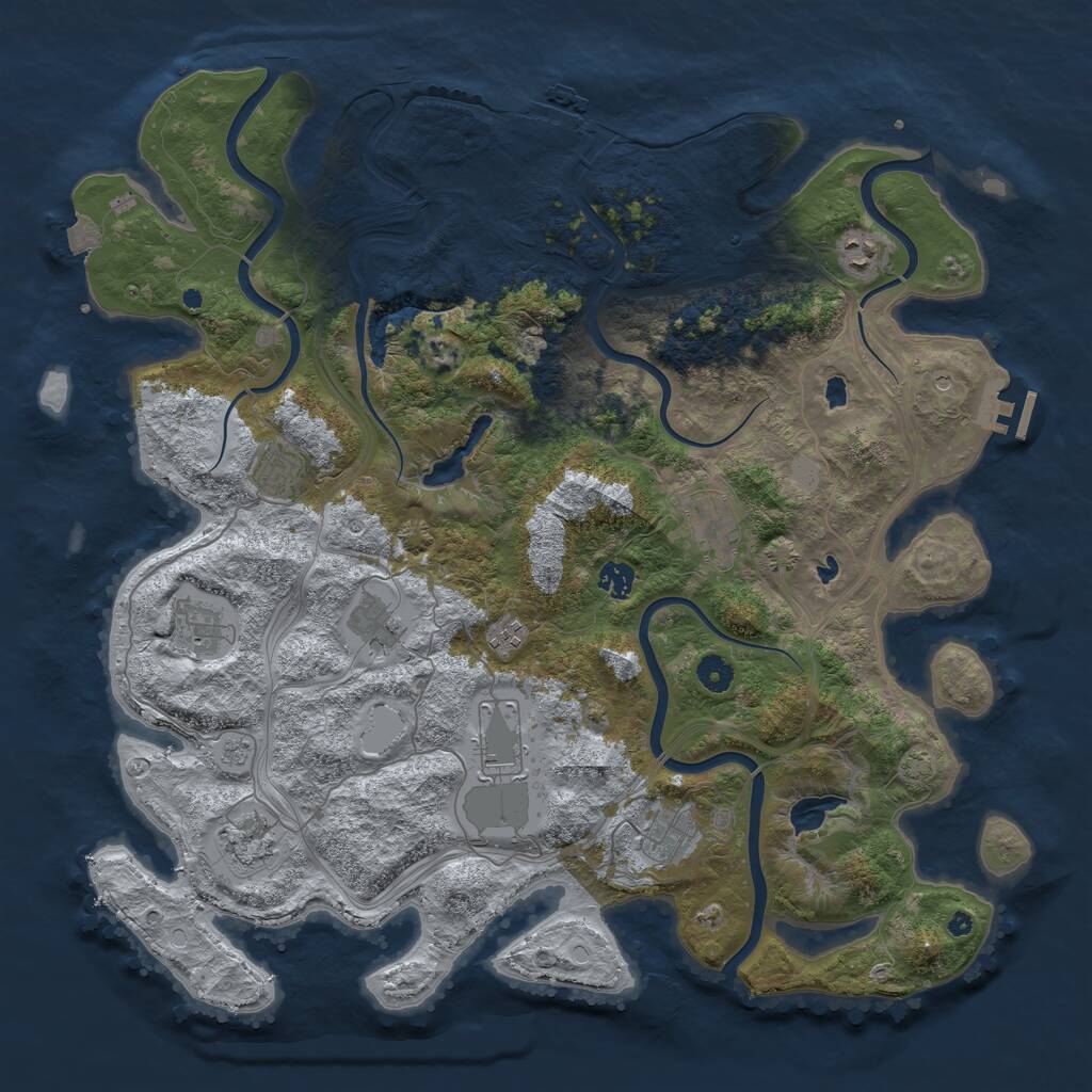 Rust Map: Procedural Map, Size: 4500, Seed: 9563351, 16 Monuments