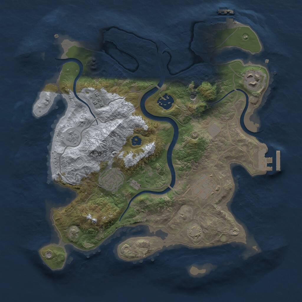 Rust Map: Procedural Map, Size: 3000, Seed: 985054074, 11 Monuments