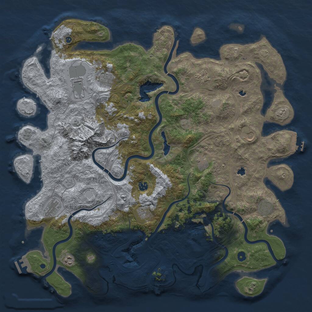Rust Map: Procedural Map, Size: 5000, Seed: 280224257, 17 Monuments