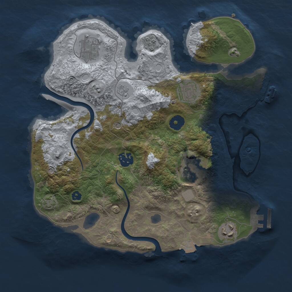 Rust Map: Procedural Map, Size: 3000, Seed: 25611, 12 Monuments