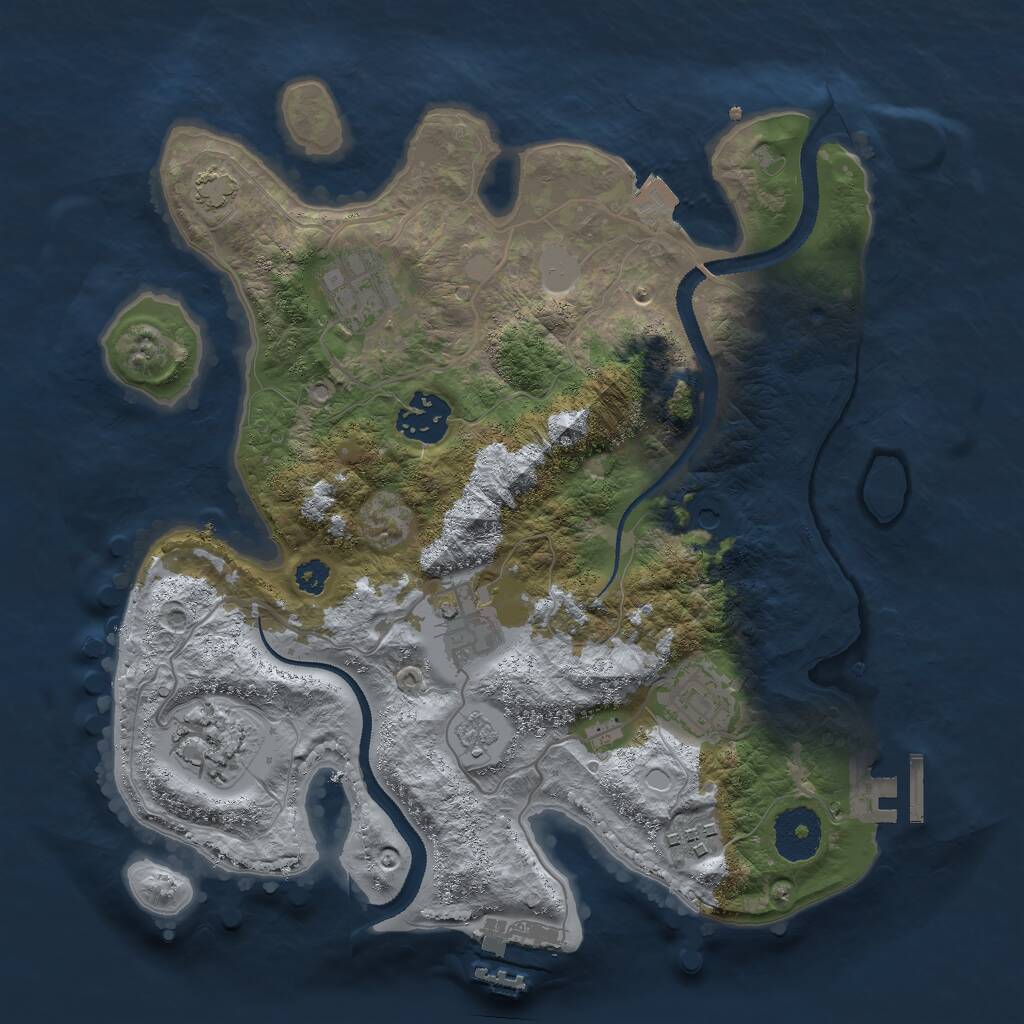 Rust Map: Procedural Map, Size: 3000, Seed: 69168, 12 Monuments