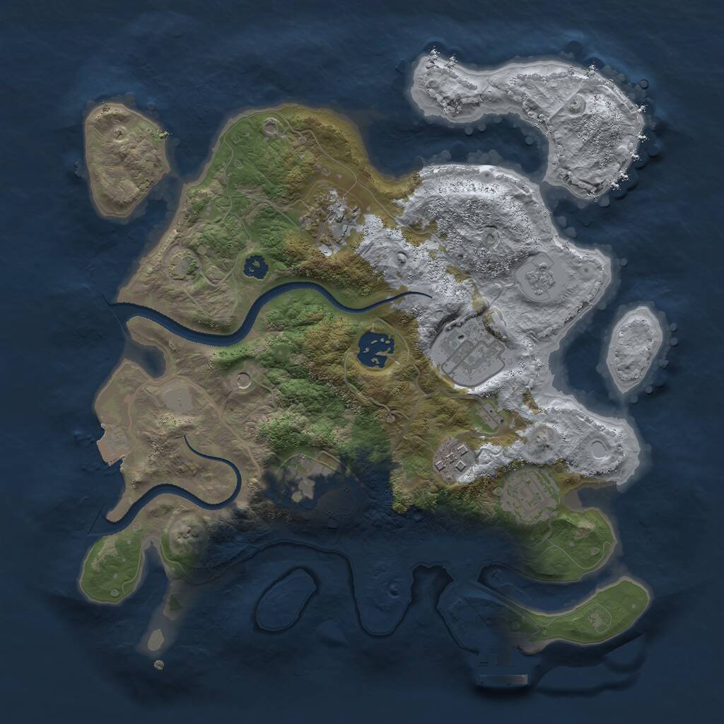 Rust Map: Procedural Map, Size: 3000, Seed: 1993422207, 11 Monuments