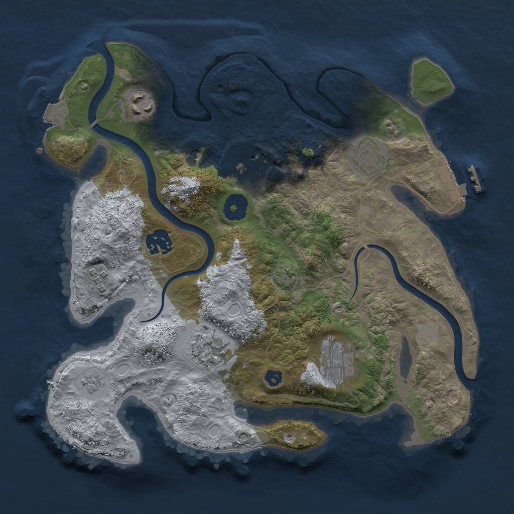 Rust Map: Procedural Map, Size: 3000, Seed: 24505, 12 Monuments