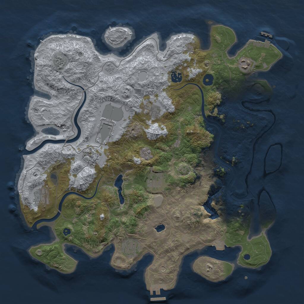 Rust Map: Procedural Map, Size: 4000, Seed: 1595657132, 15 Monuments
