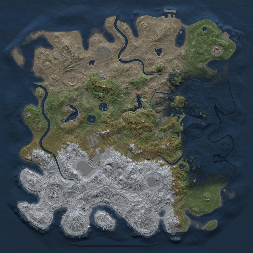 Rust Map: Procedural Map, Size: 4500, Seed: 390978320, 16 Monuments