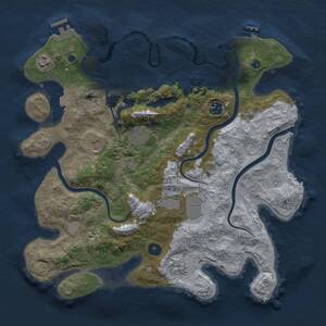 Thumbnail Rust Map: Procedural Map, Size: 3750, Seed: 9670, 13 Monuments