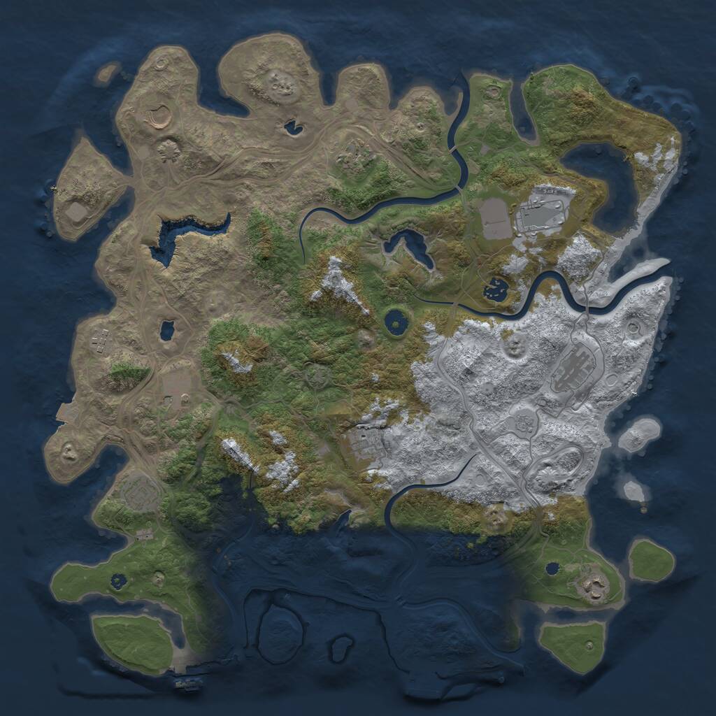 Rust Map: Procedural Map, Size: 4500, Seed: 885380567, 16 Monuments