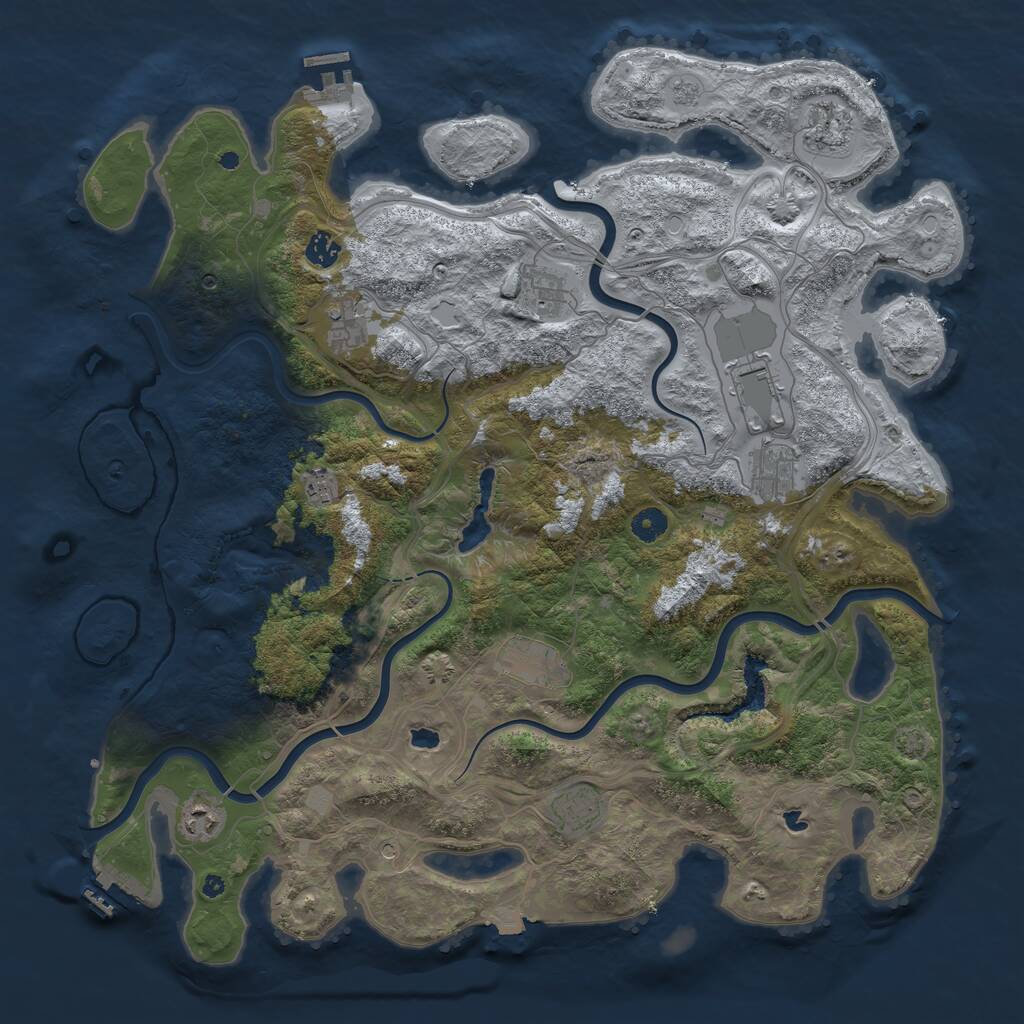 Rust Map: Procedural Map, Size: 4500, Seed: 1401654425, 16 Monuments
