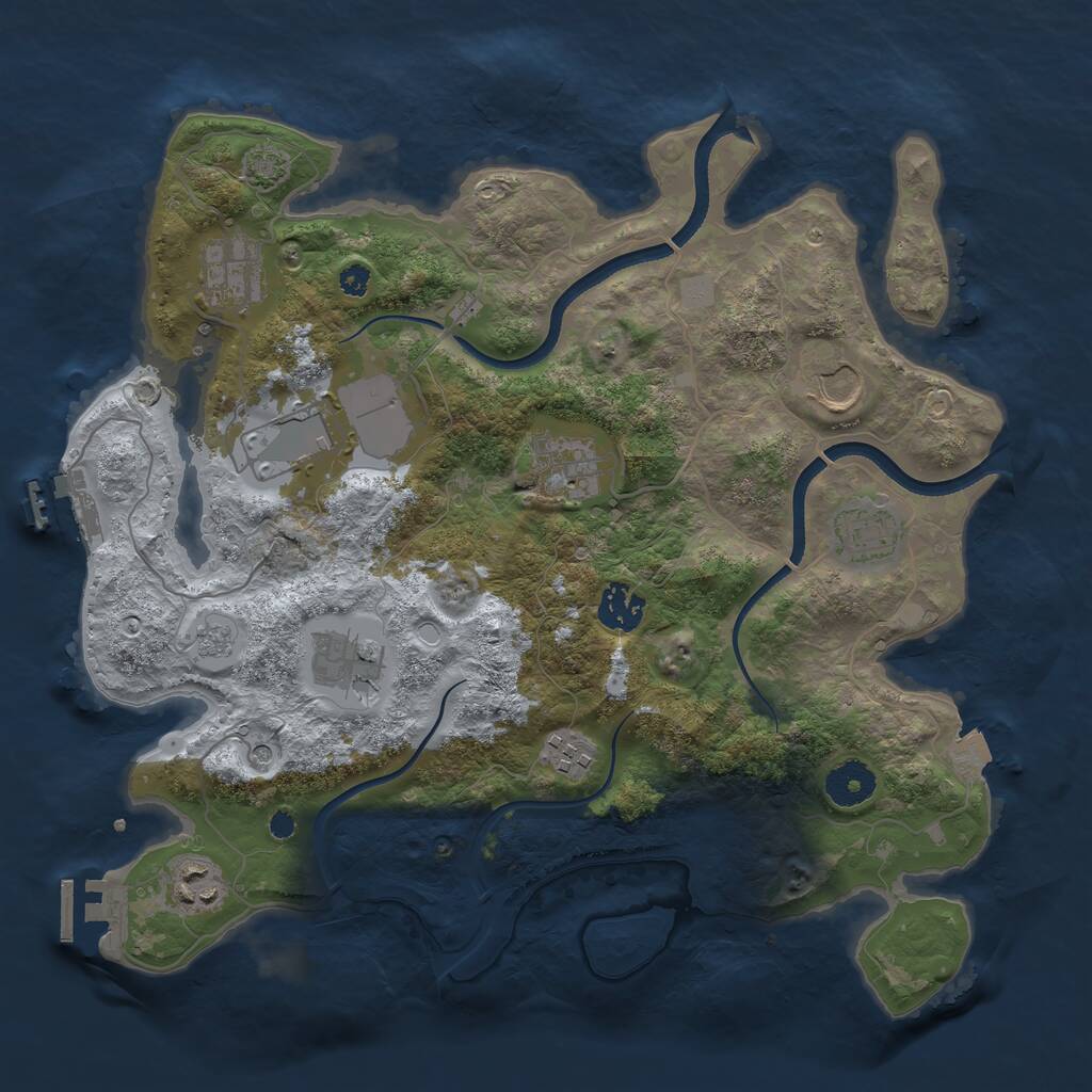 Rust Map: Procedural Map, Size: 3500, Seed: 1804869710, 15 Monuments