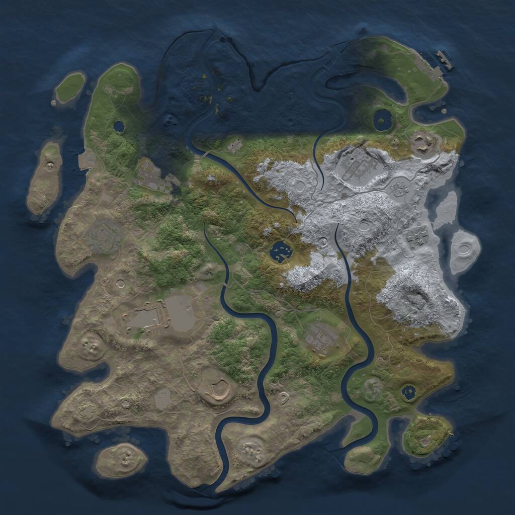 Rust Map: Procedural Map, Size: 3750, Seed: 13245, 14 Monuments