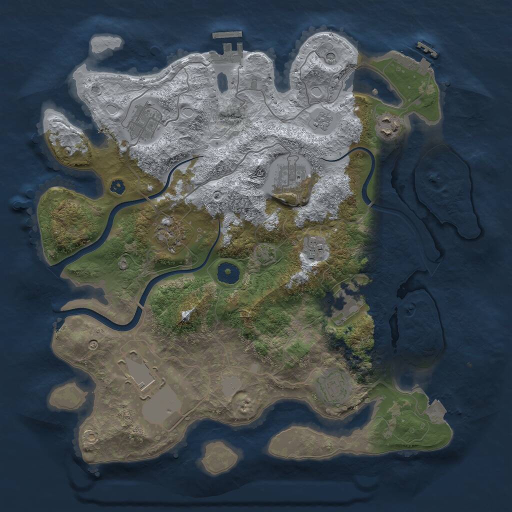 Rust Map: Procedural Map, Size: 3500, Seed: 6137854, 14 Monuments
