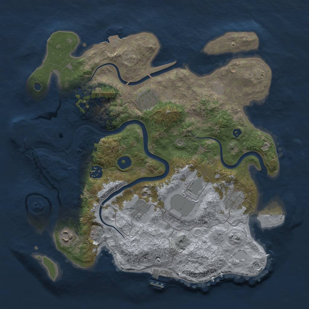 Rust Map: Procedural Map, Size: 3500, Seed: 252261705, 13 Monuments