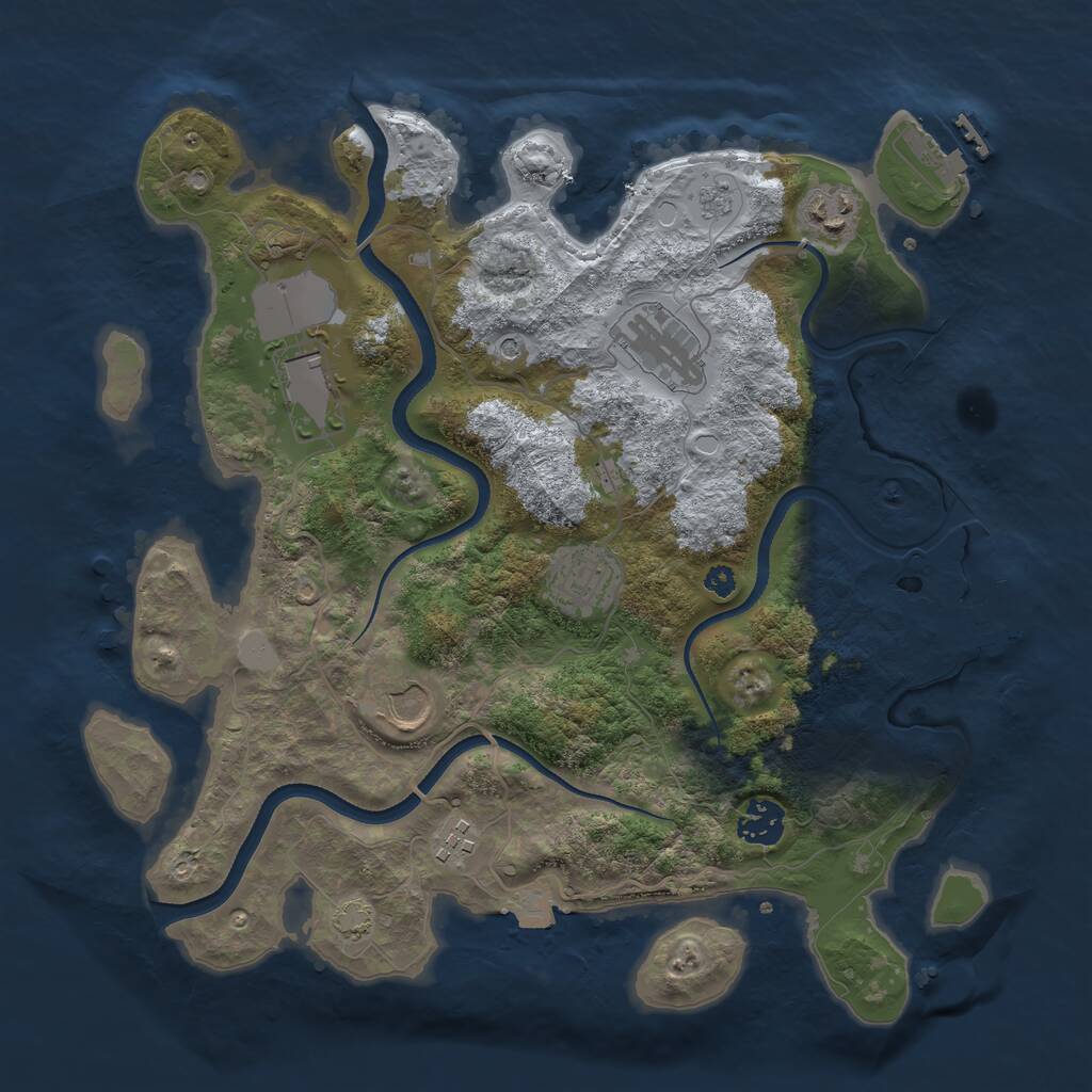 Rust Map: Procedural Map, Size: 3500, Seed: 207612155, 13 Monuments