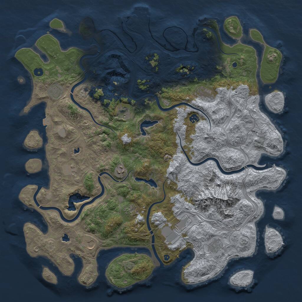 Rust Map: Procedural Map, Size: 5000, Seed: 22662, 16 Monuments