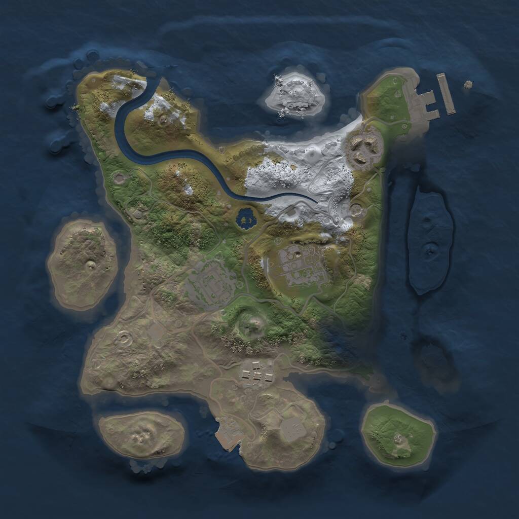 Rust Map: Procedural Map, Size: 2500, Seed: 4758, 7 Monuments