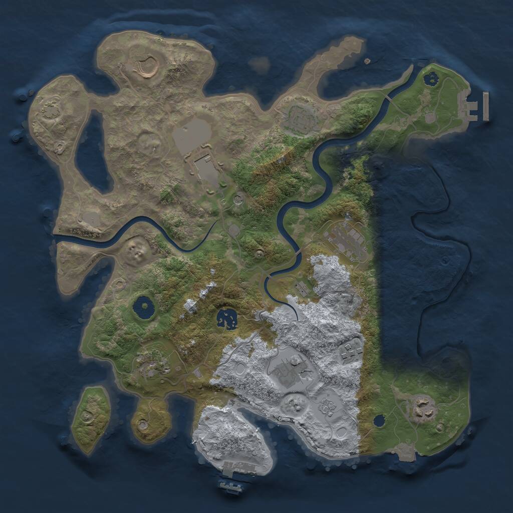Rust Map: Procedural Map, Size: 3550, Seed: 1035571998, 15 Monuments