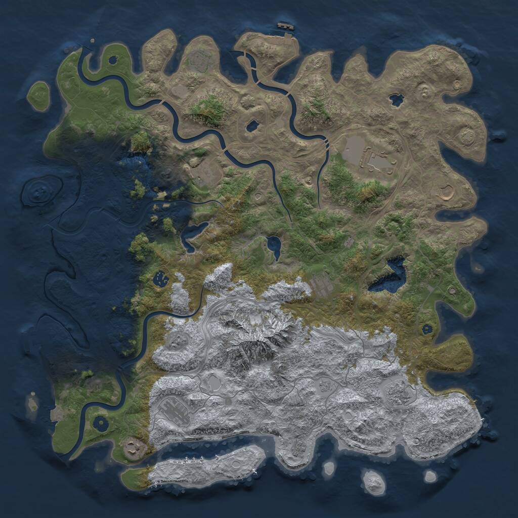 Rust Map: Procedural Map, Size: 5000, Seed: 266831, 16 Monuments
