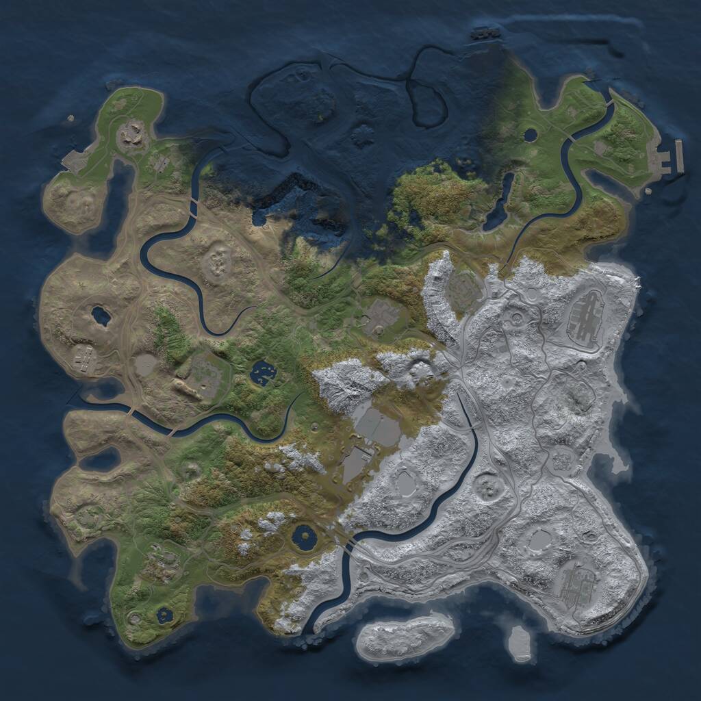Rust Map: Procedural Map, Size: 4250, Seed: 2135927858, 16 Monuments