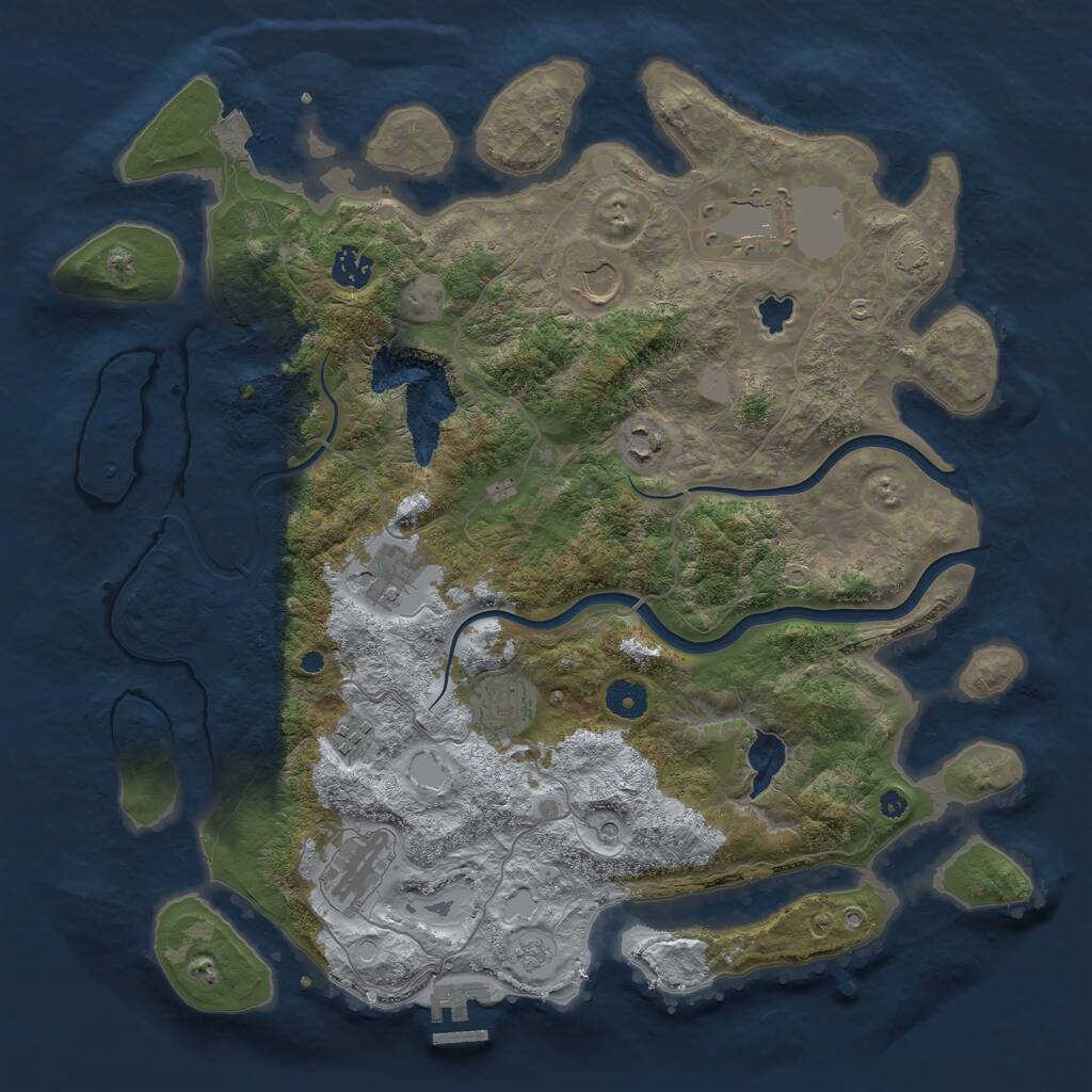 Rust Map: Procedural Map, Size: 4000, Seed: 305174827, 13 Monuments