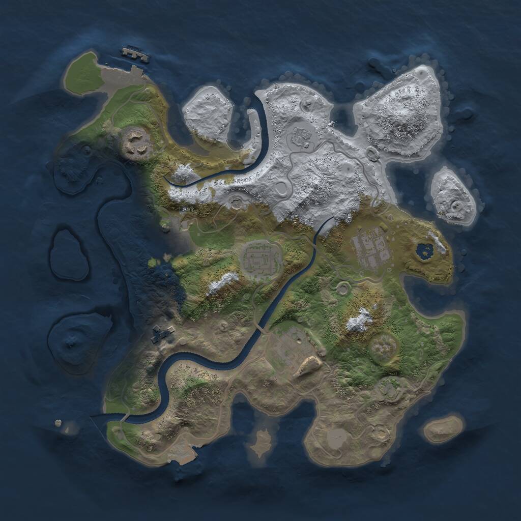 Rust Map: Procedural Map, Size: 3000, Seed: 1710526795, 11 Monuments