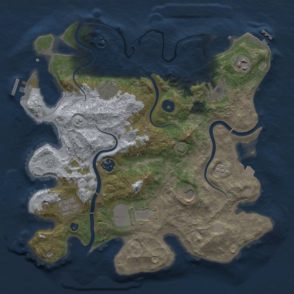 Rust Map: Procedural Map, Size: 3500, Seed: 734332898, 14 Monuments