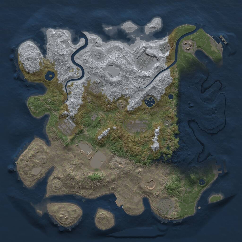 Rust Map: Procedural Map, Size: 3750, Seed: 205292624, 16 Monuments