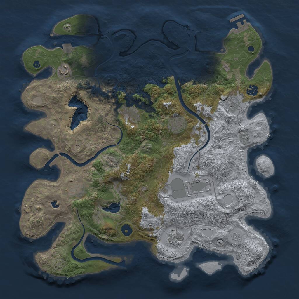 Rust Map: Procedural Map, Size: 4000, Seed: 98759875, 14 Monuments