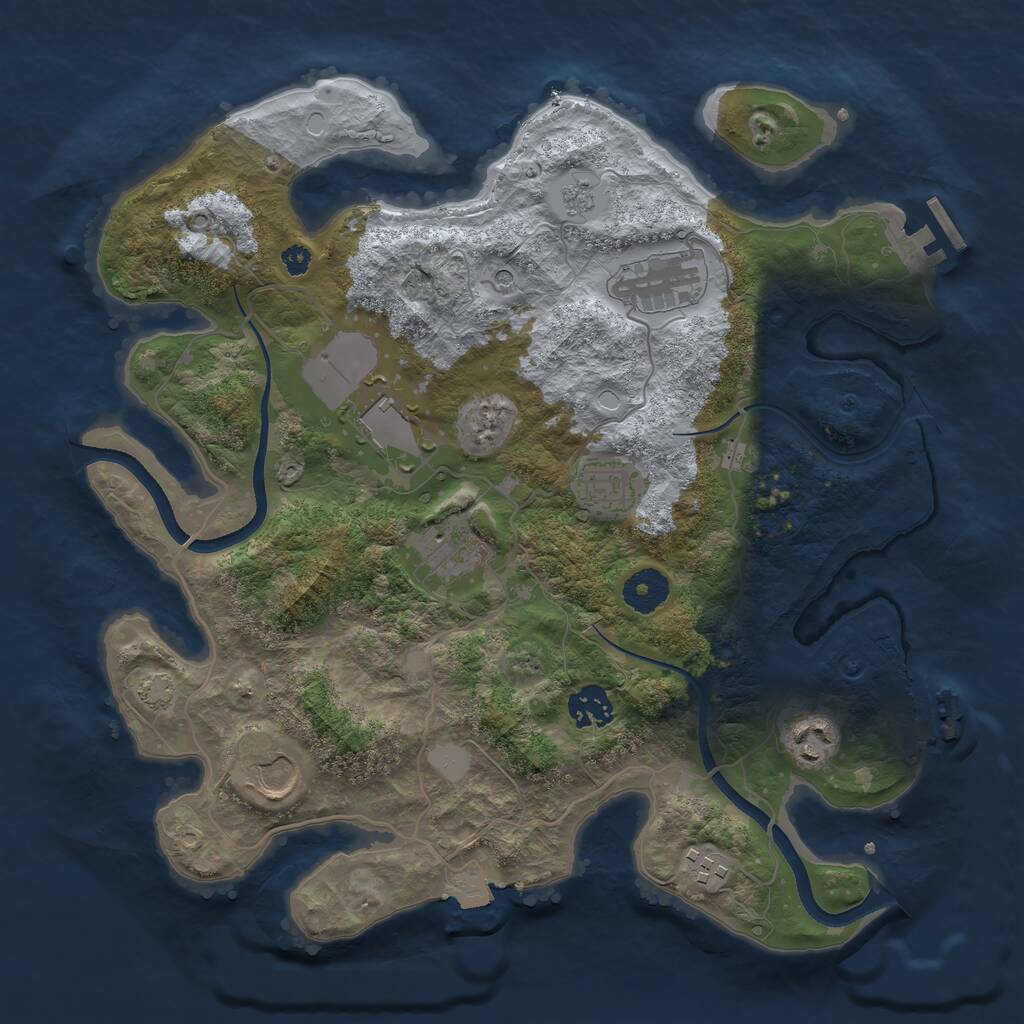 Rust Map: Procedural Map, Size: 3500, Seed: 1672028702, 14 Monuments