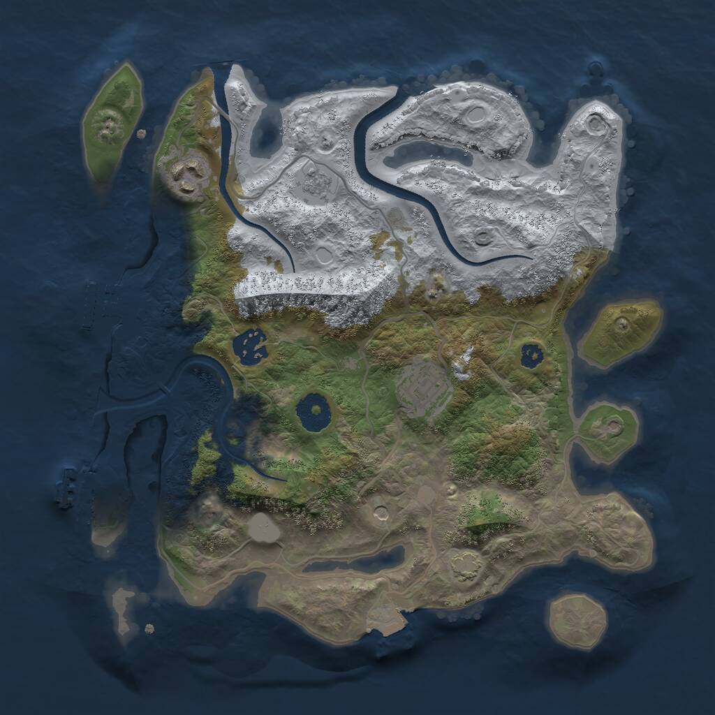 Rust Map: Procedural Map, Size: 3000, Seed: 350673179, 9 Monuments