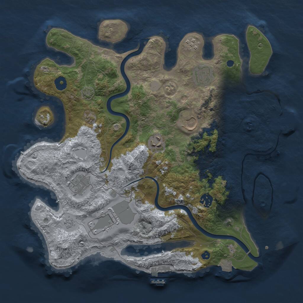 Rust Map: Procedural Map, Size: 3500, Seed: 347896912, 13 Monuments