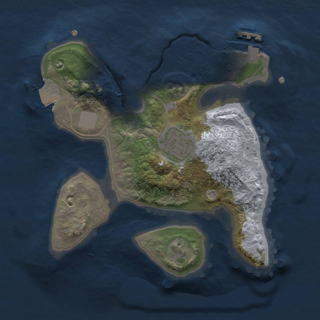 Rust Map: Procedural Map, Size: 2000, Seed: 1442430214, 3 Monuments