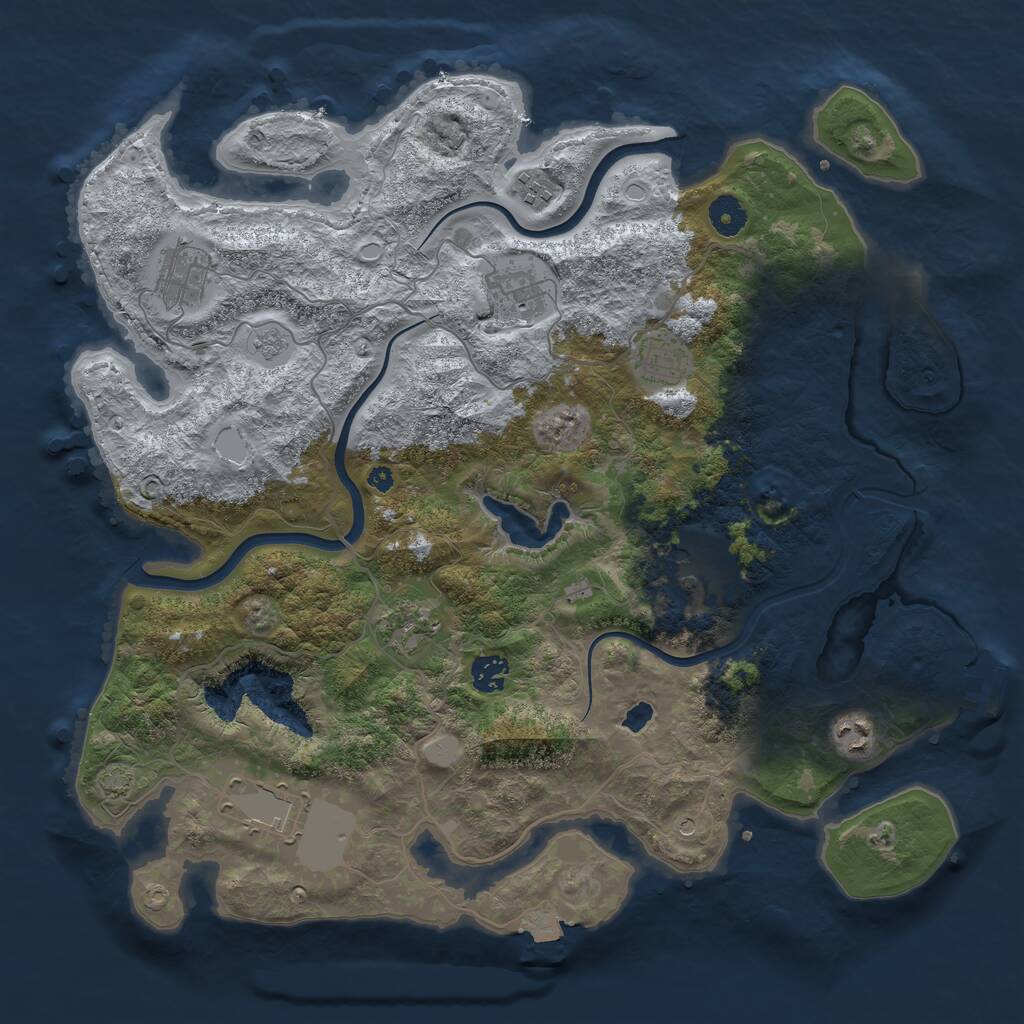 Rust Map: Procedural Map, Size: 4000, Seed: 834330370, 14 Monuments