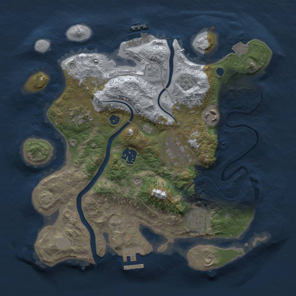 Rust Map: Procedural Map, Size: 3000, Seed: 1485128732, 12 Monuments