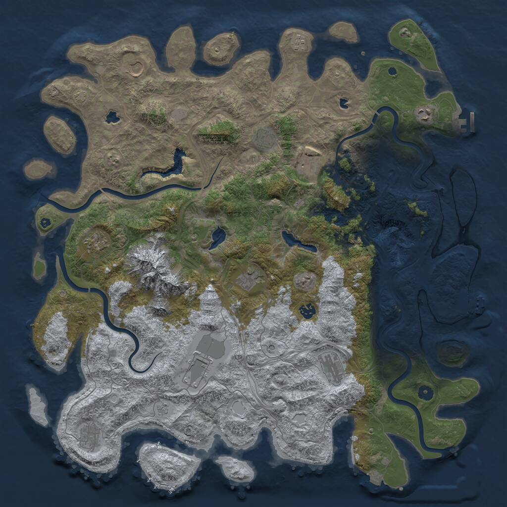 Rust Map: Procedural Map, Size: 5000, Seed: 9876514, 17 Monuments
