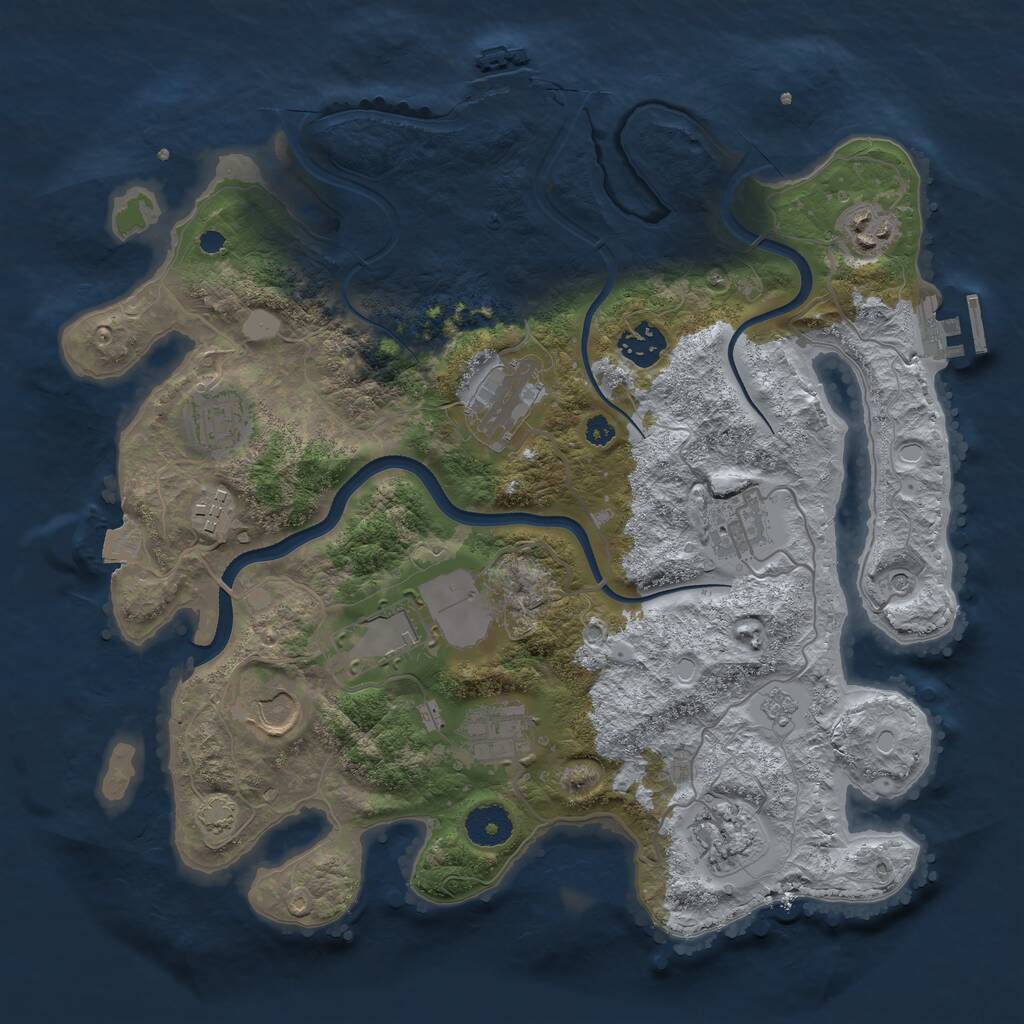 Rust Map: Procedural Map, Size: 3500, Seed: 5367238, 16 Monuments
