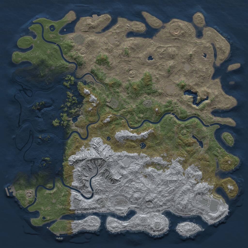 Rust Map: Procedural Map, Size: 6000, Seed: 208, 17 Monuments
