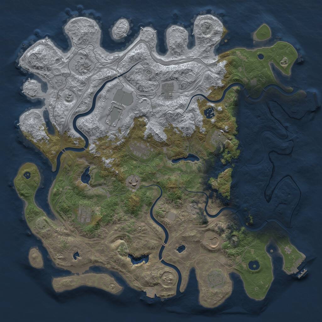 Rust Map: Procedural Map, Size: 4500, Seed: 1315660900, 17 Monuments