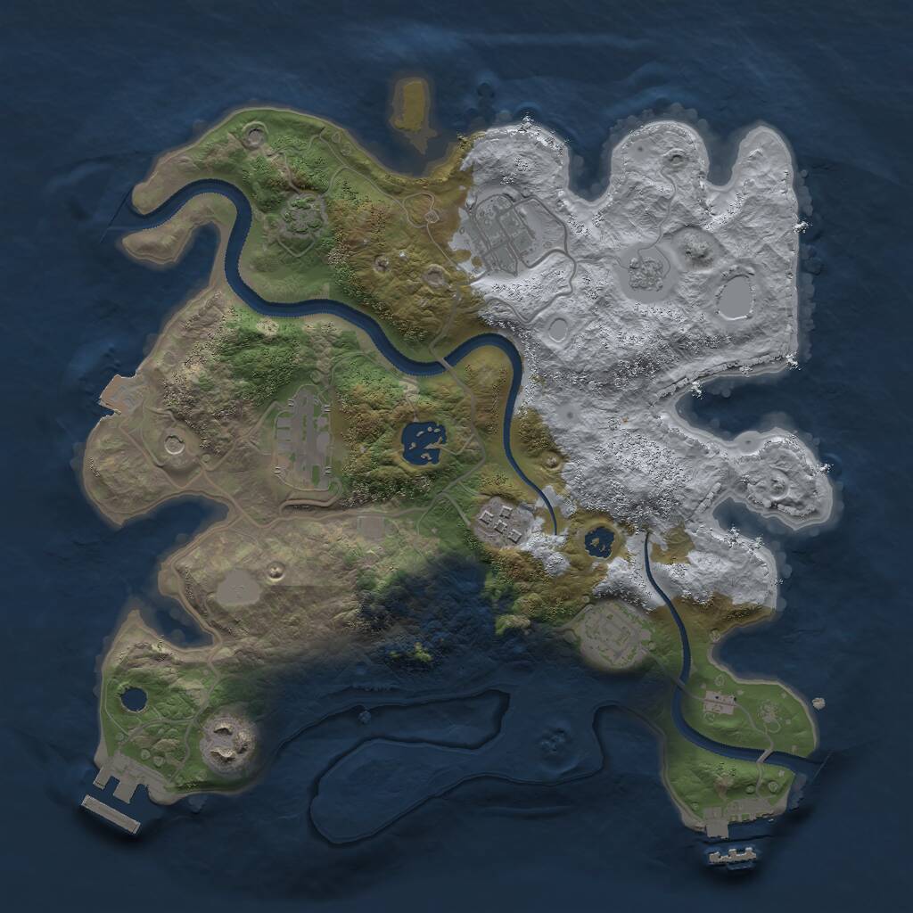 Rust Map: Procedural Map, Size: 3000, Seed: 55795, 12 Monuments