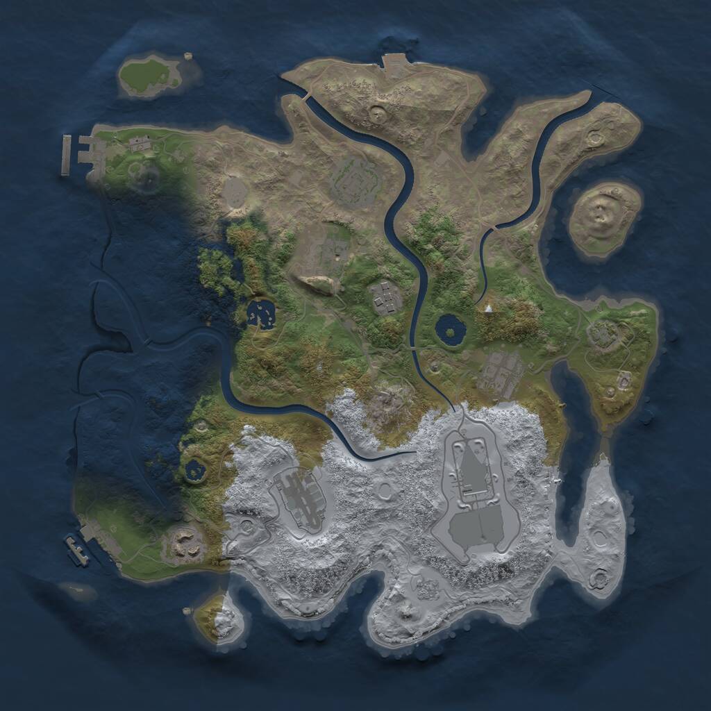 Rust Map: Procedural Map, Size: 3500, Seed: 36236421, 14 Monuments