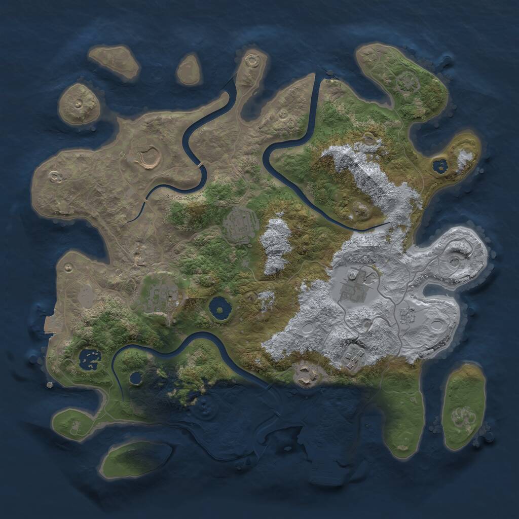 Rust Map: Procedural Map, Size: 3500, Seed: 42781, 12 Monuments