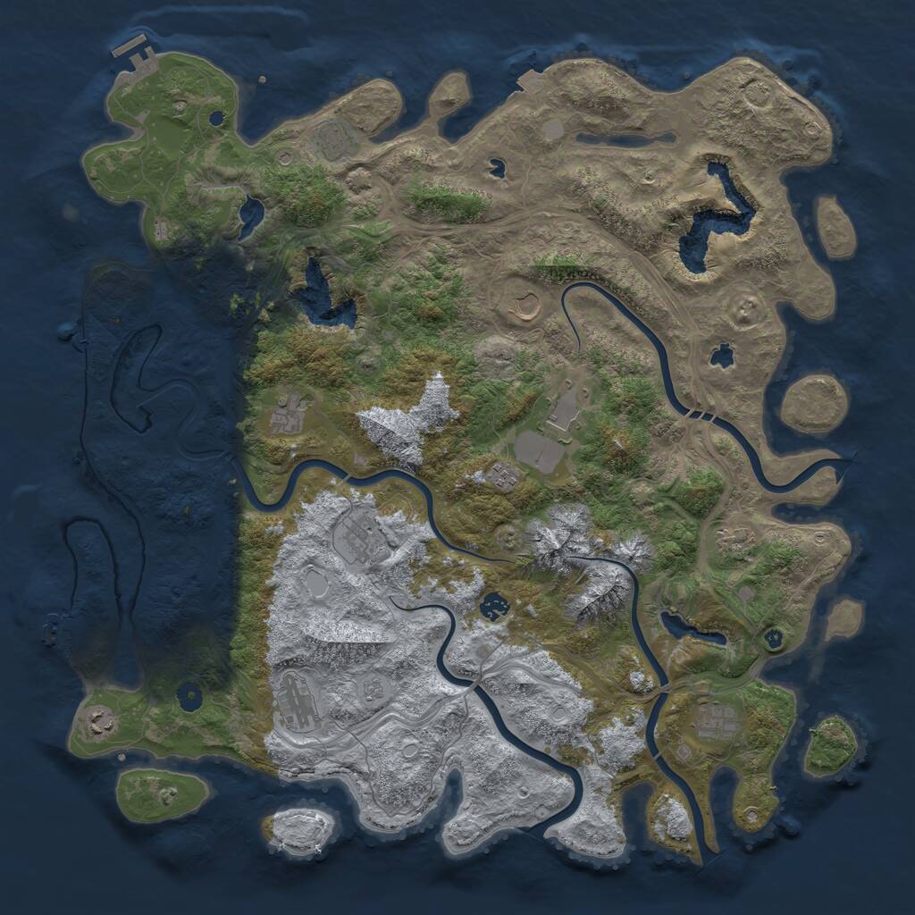 Rust Map: Procedural Map, Size: 5000, Seed: 1950784223, 17 Monuments