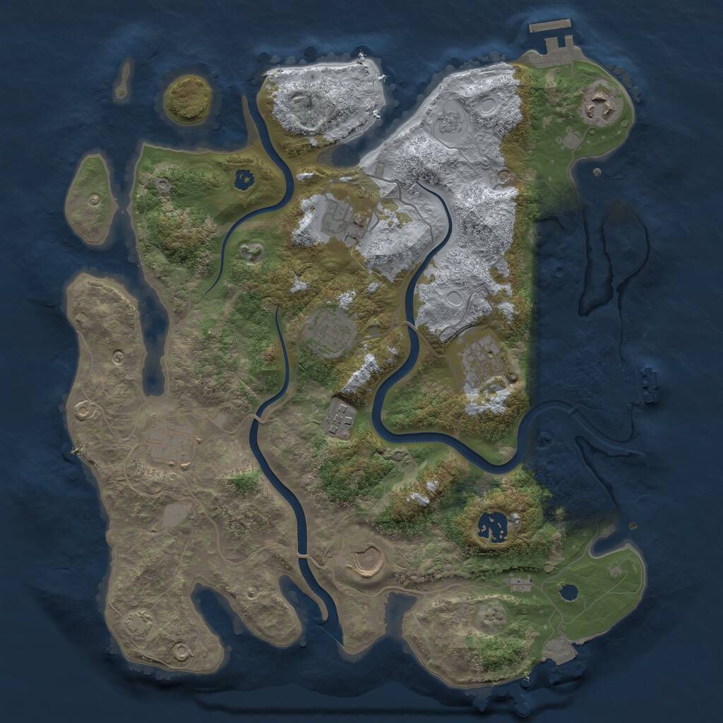 Rust Map: Procedural Map, Size: 3500, Seed: 583349682, 14 Monuments