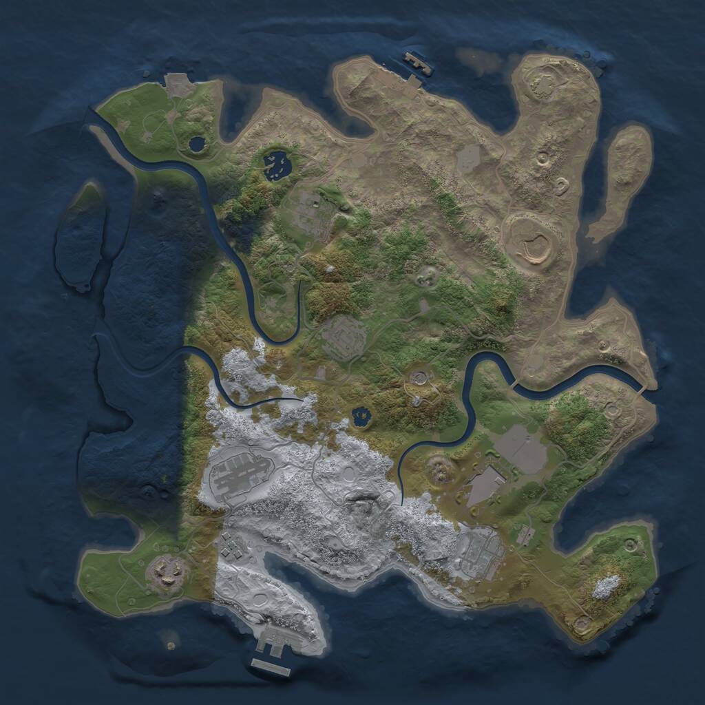 Rust Map: Procedural Map, Size: 3600, Seed: 17395826, 14 Monuments