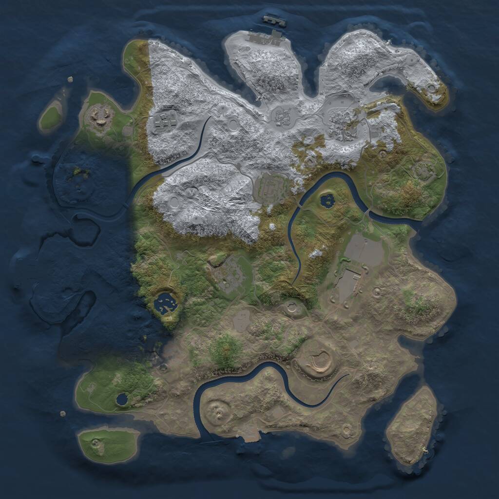 Rust Map: Procedural Map, Size: 3500, Seed: 1944827707, 15 Monuments