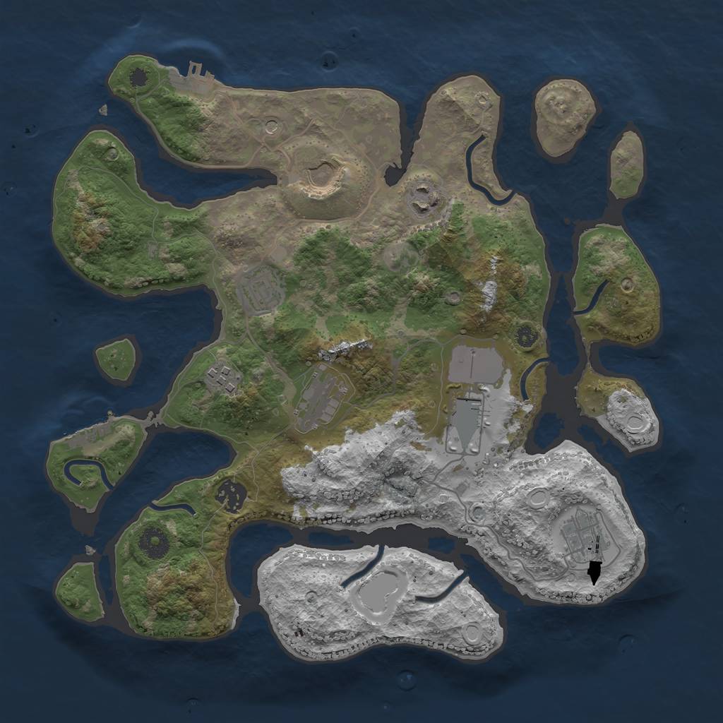 Rust Map: Procedural Map, Size: 3500, Seed: 1985, 16 Monuments